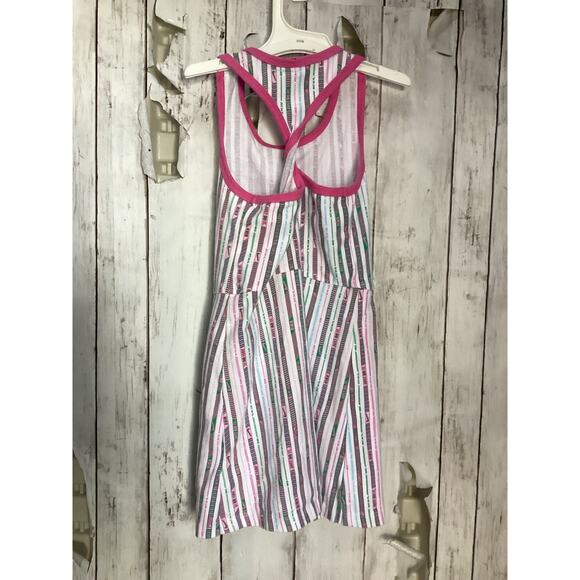 Nike Little Girls Happy Camper Sleeveless Dress Size 4T White/Pink/Gray Striped - Picture 2 of 3